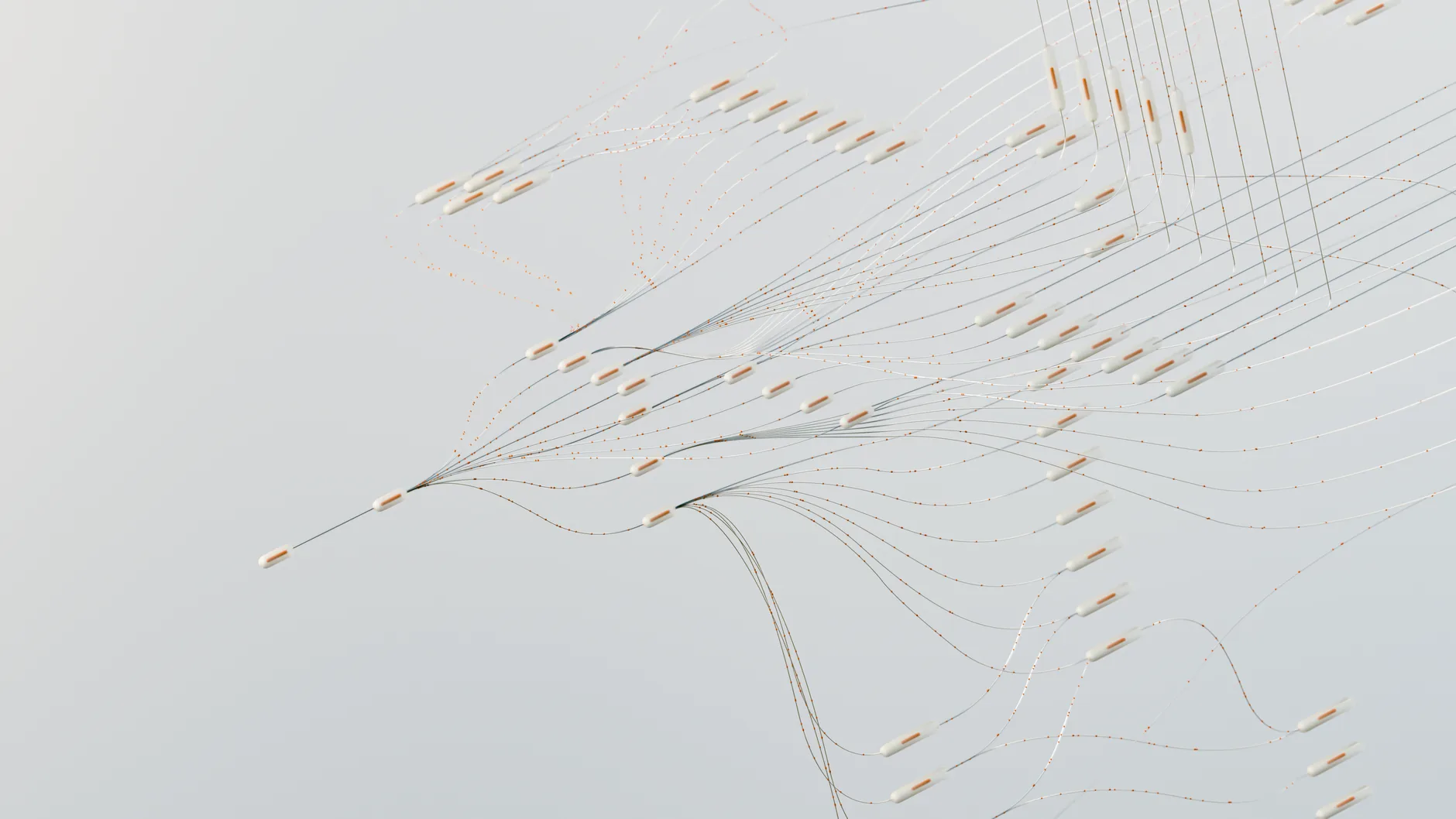 Abstract illustration depicting complex digital neural networks and data flow.